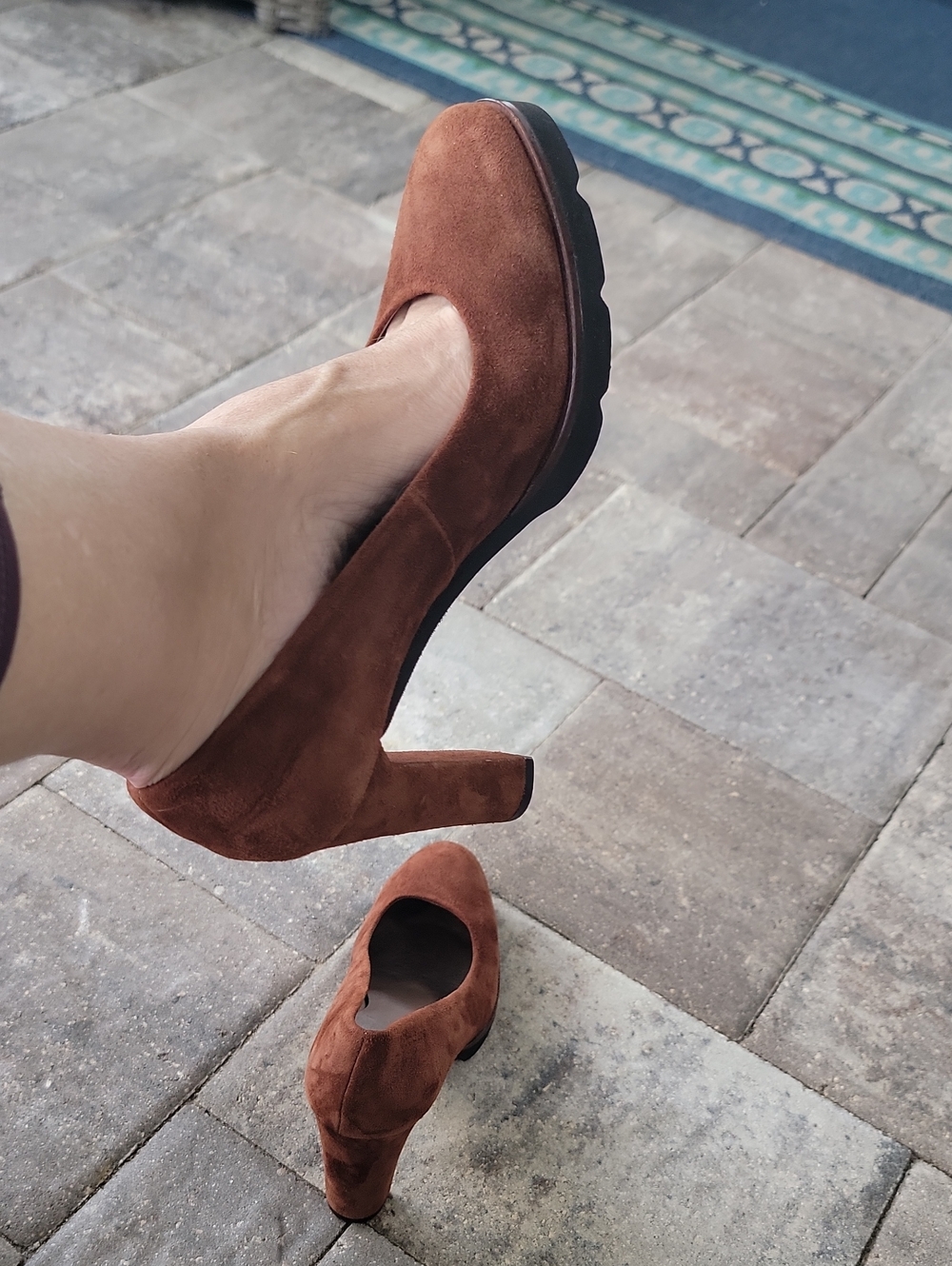 Wonders Brown Suede Block Heel Platform Pumps Memory Gel Cushioned Insoles Sz 39 - Picture 14 of 14